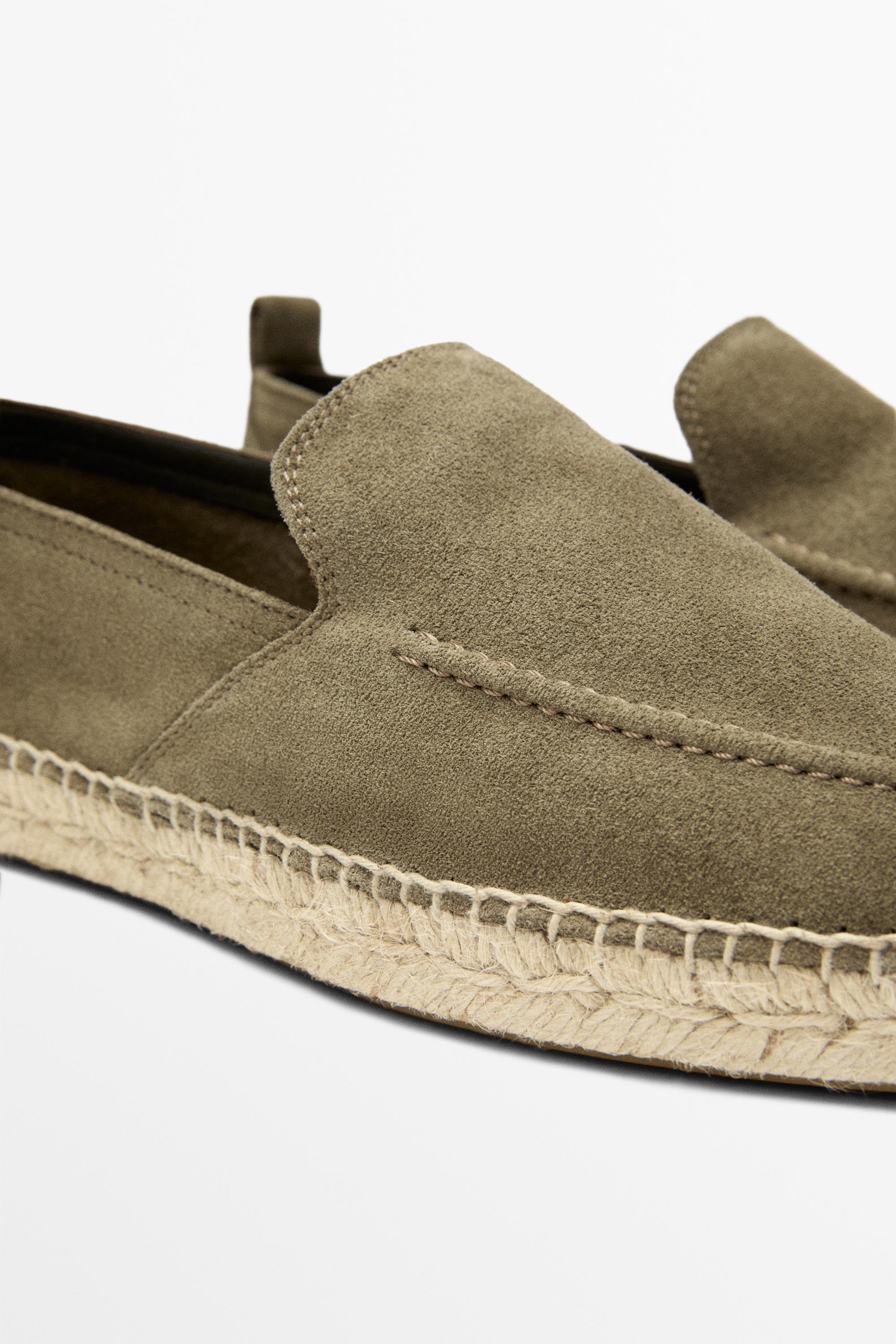 Leather espadrilles with moc toe